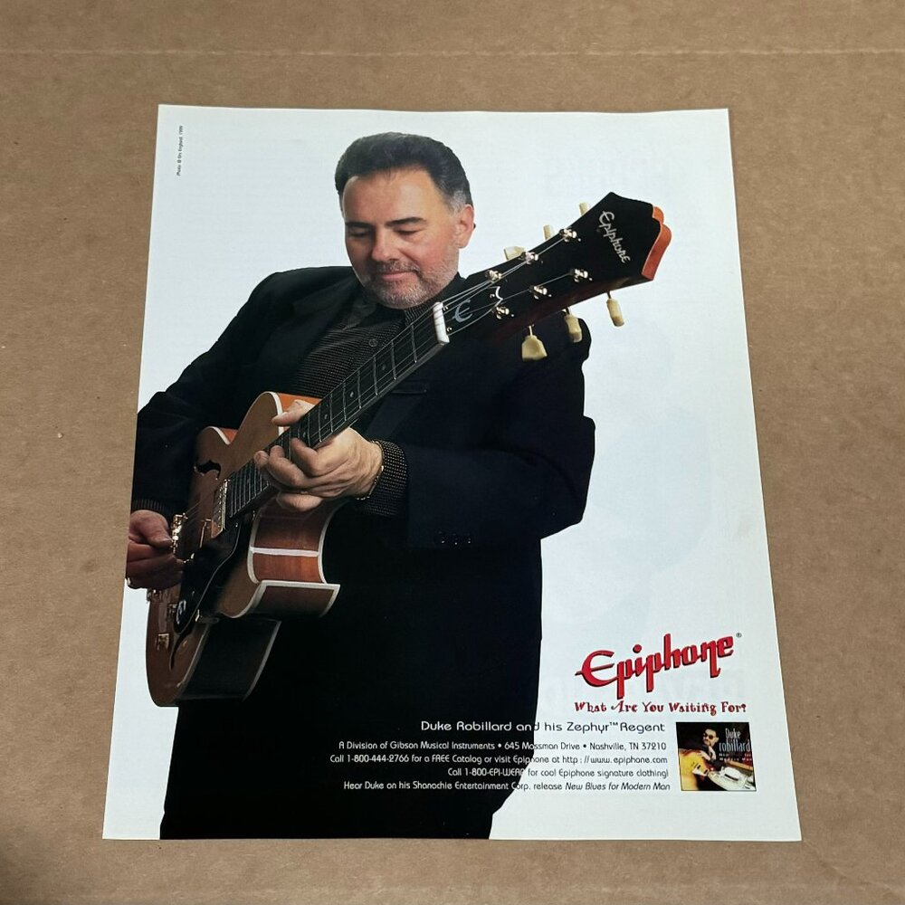 Duke Robillard - Epiphone Guitars - 1999 Print Advertisement